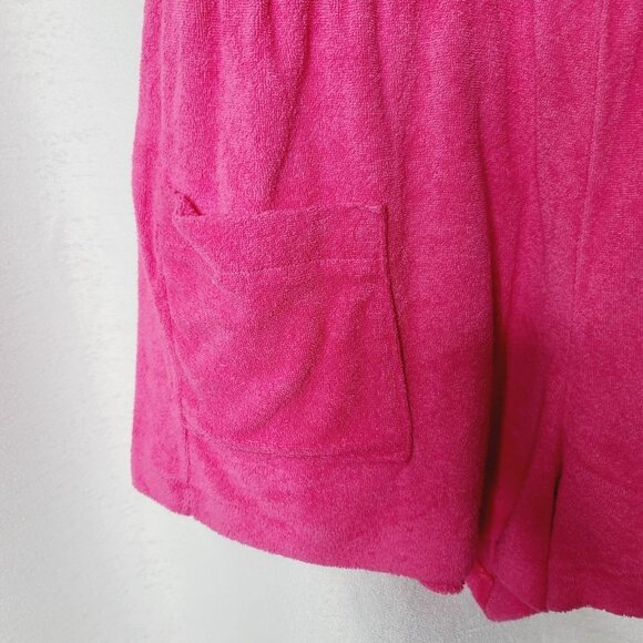 Vintage 70s Barbiecore Hot Pink Terry Cloth Romper - Picture 2 of 16